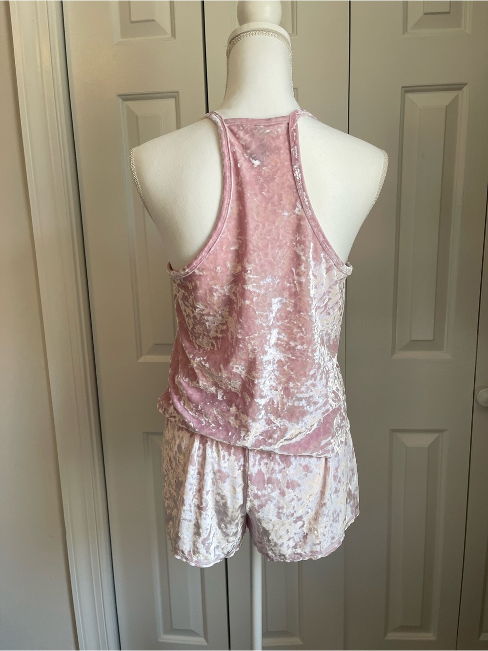 PINK Crushed Velvet Tank & Short Sleep Set - Picture 3 of 5